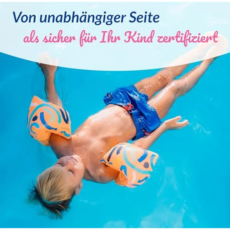 Limmys Premium Qualitäts-Kinder- Schwimmflügel in 6 einzigartigen Designs, Schwimmhilfe ab 1 Jahr, geruchlos & ungiftig, blau – Bild 5