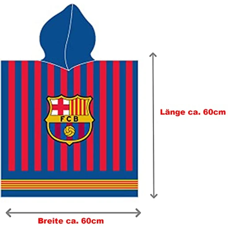 BERONAGE Kapuzenhandtuch FC Barcelona Kinder Kapuzen Fußball Bade-Poncho 60x120 cm, 100% Baumwolle, Frottee in Velours-Qualität, blau – Bild 6