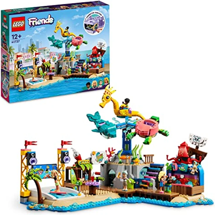 LEGO 41737 Friends Strand-Erlebnispark, Kirmes-Set mit Technic-Elementen, Delfin, Schildkröte & Seepferdchen Karussell, fortgeschrittenes, technisches BAU-Spielzeug für Kinder ab 12 Jahren & Teenager – Bild 1