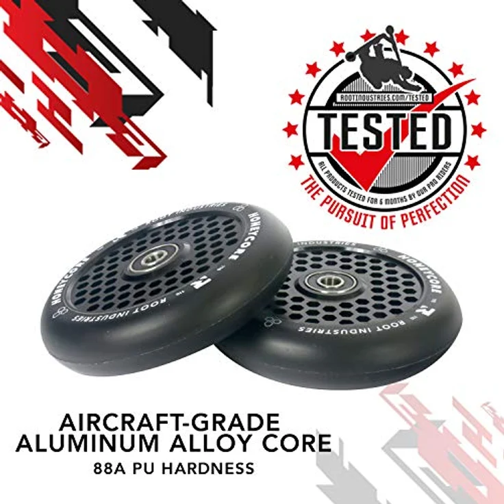 Root Industries Stuntscooter Root Industries Honeycore Stunt-Scooter Rollen 110mm Schwarz, Leichte Waben Struktur, Abec 11 Kugellager – Bild 3