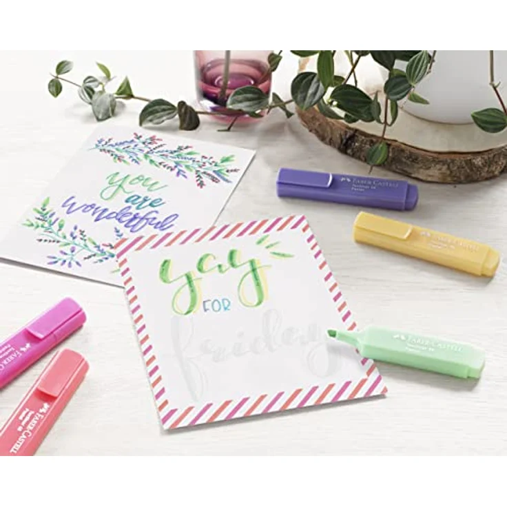 Faber-Castell 154681 - Textmarker Set TL 1546, 8er Etui, Pastell Farben, mit langlebiger Keilspitze, Strichbreite 1 - 5 mm – Bild 5
