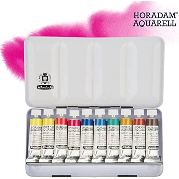 Schmincke HORADAM AQUARELL Farbkasten, 10 x 15 ml Tuben, Metallkasten mit 10 Aquarellfarben, ideal für Künstler und Hobbyisten – Bild 3