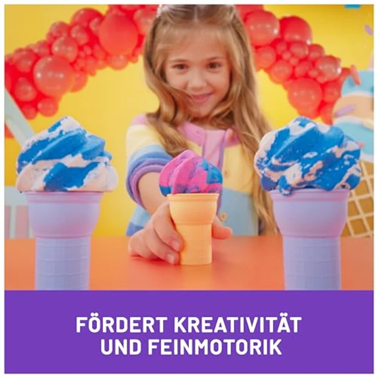 Spin Master Kinetic Sand Soft Serve Ice Cream Station, Bastelset mit 397g farbigem Kinetic Sand für kreative Eiskreationen – Bild 6