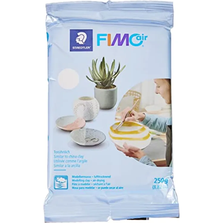 STAEDTLER lufttrocknende Modelliermasse FIMO air, weiß, sofort gebrauchsfähig, kein Brennvorgang notwendig, 250g, angenehme Haptik, klebt nicht, mind. 95% natürliche Rohstoffe, 8103-0