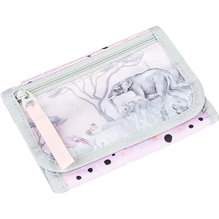 Baagl Brustbeutel Kinder, Geldbörse für Mädchen, Mini Portemonnaie mit Münzfach, 14,5 x 8,5 cm, Safari Design – Bild 1
