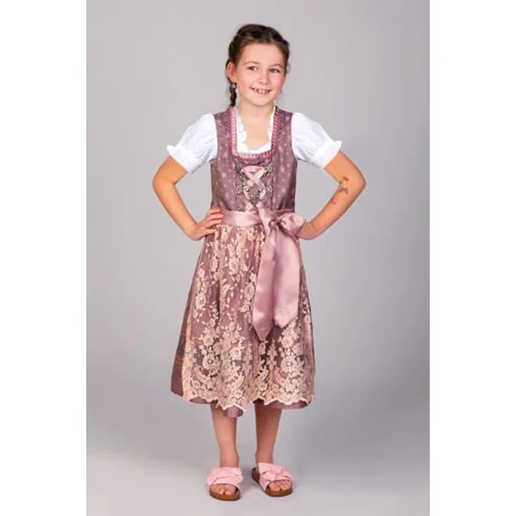 Edelnice Dirndl Madeleine, Trachtenkleid mit handgefertigtem Charivari, gold-rosé - Preisvergleich – Bild 2