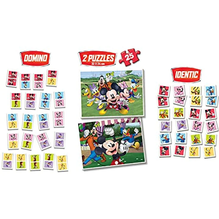 Educa Mickey Mouse und Freunde 4-in-1 Superpack, Domino, Memo-Spiel und 2 Puzzles je 25 Teile, Lernspielzeug für Kinder ab 3 Jahren, offizielle Disney Lizenz – Bild 2