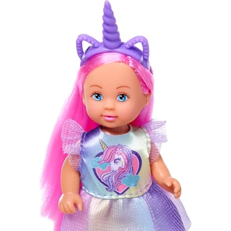 SIMBA Evi Love Babypuppe, 12 cm große Puppe im Einhornkleid mit Einhorn, Stall und Zubehör – Bild 4