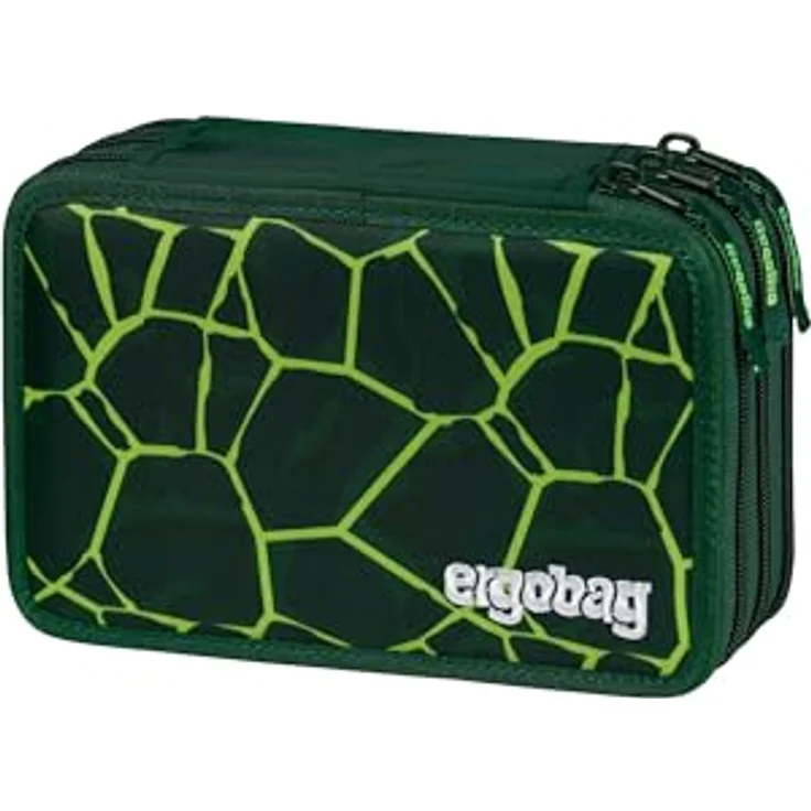 ergobag Maxi Mäppchen Set 40-Teilig, Lyra Bunt- und Filzstifte, Kleingeld Fach, Lineal, Schere BärRex - Grün – Bild 1