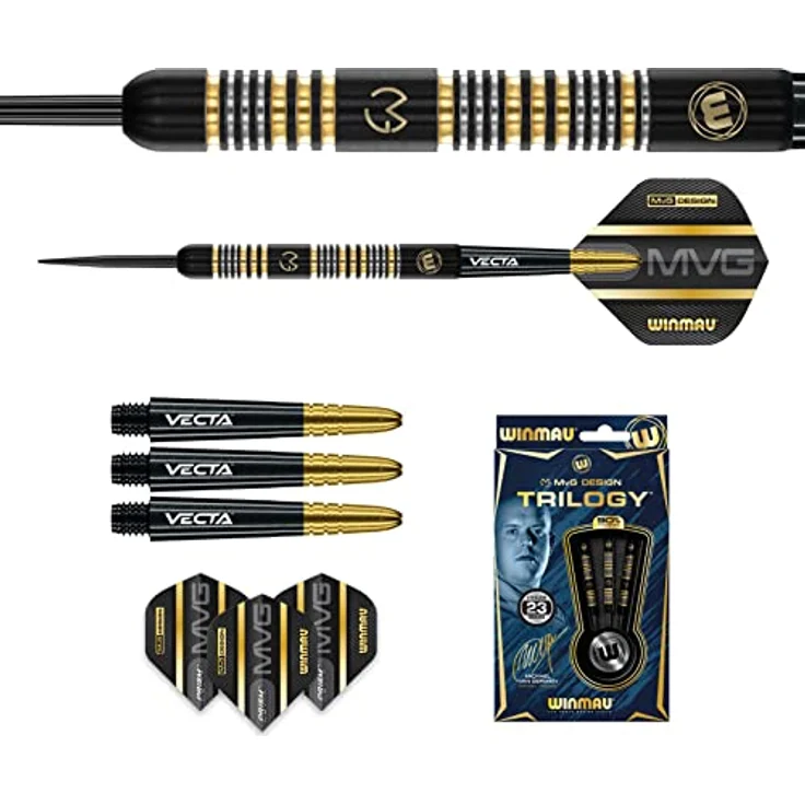 Winmau MvG Trilogy Dartpfeile, 23 g, inspirierte Designs von Michael van Gerwen, bester Grip und Gefühl – Bild 5