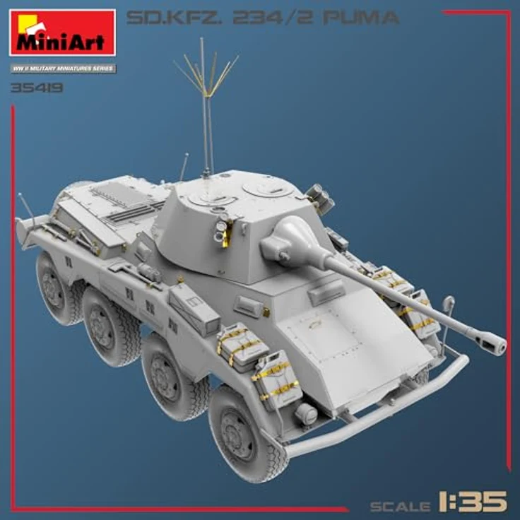 Other 1:35 Sd.Kfz.234/2 Puma, Modellfahrzeug mit beweglichen Kettengliedern und 6 Varianten-Optionen – Bild 11