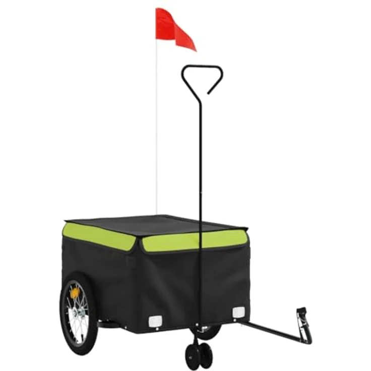 vidaXL Fahrradkinderanhänger, Eisen, 45 kg maximale Tragfähigkeit, schwarz und grün – Bild 1