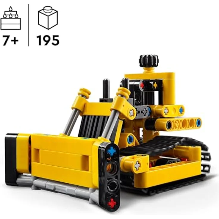 LEGO Technic Schwerlast Bulldozer, Spielzeug-Planierraupe zum Bauen, Ergänze Deine Baustelle, Konstruktionsspielzeug für Kinder, Technik-Geschenk für Jungs und Mädchen ab 7 Jahren 42163, Bewegliche Ketten, Planierschild, Geschenkidee - Preisvergleich – Bild 2