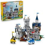LEGO Creator 3-in-1 Ritterburg im Mittelalter, Bauset mit 6 Minifiguren und 2 Pferden, umwandelbar in Turnierplatz oder Stadt, Geschenk für Kinder ab 9 Jahren 31168