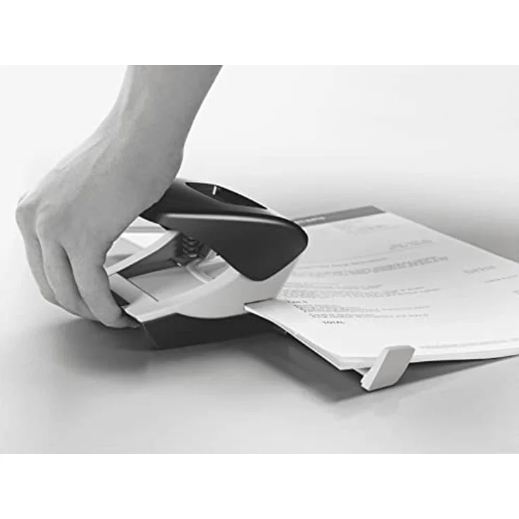 Leitz Büro Locher aus Metall, Für 30 Blatt, Anschlagschiene mit Formatvorgaben, Ergonomisches Design, blau, WOW-Serie, 50081036 - Preisvergleich – Bild 3