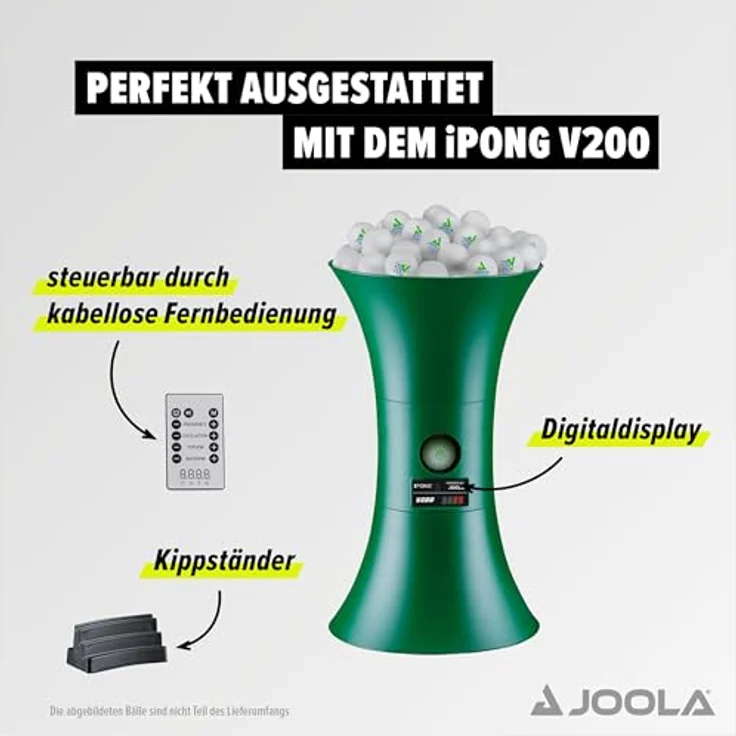 JOOLA Buddy V200 Tischtennis-Roboter, einfache Bedienung, variable Schussfrequenz, Grün – Bild 3
