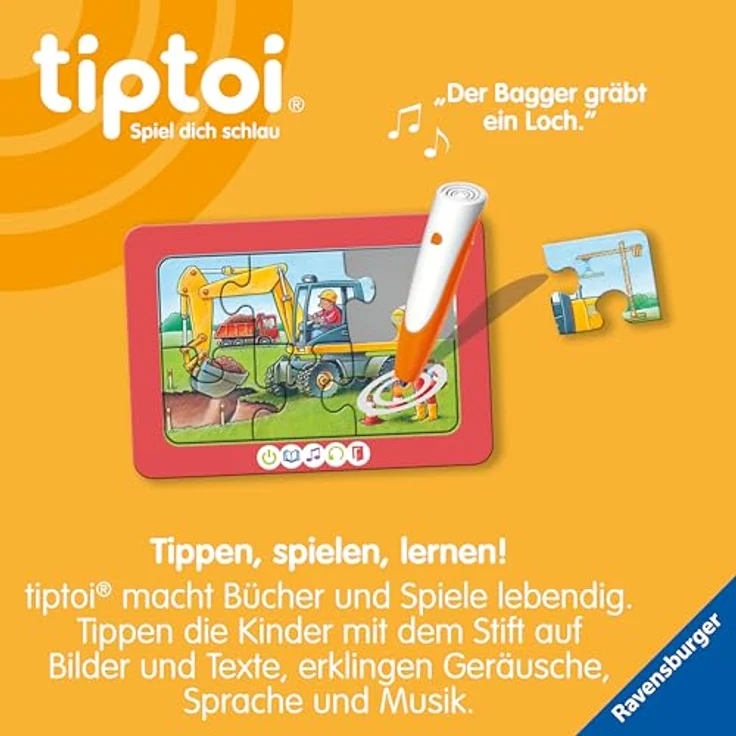 Ravensburger tiptoi Puzzle 00227-3 erste Puzzles: Fahrzeuge, interaktives Rahmenpuzzle für Kinder ab 2 Jahren, 3 Motive, fördert Motorik und Konzentration – Bild 3