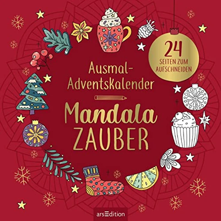 Ars Edition Adventskalender Ausmal-Adventskalender – Mandala-Zauber mit 24 verschiedenen Motiven für kreative Beschäftigung zur Entspannung – Bild 3