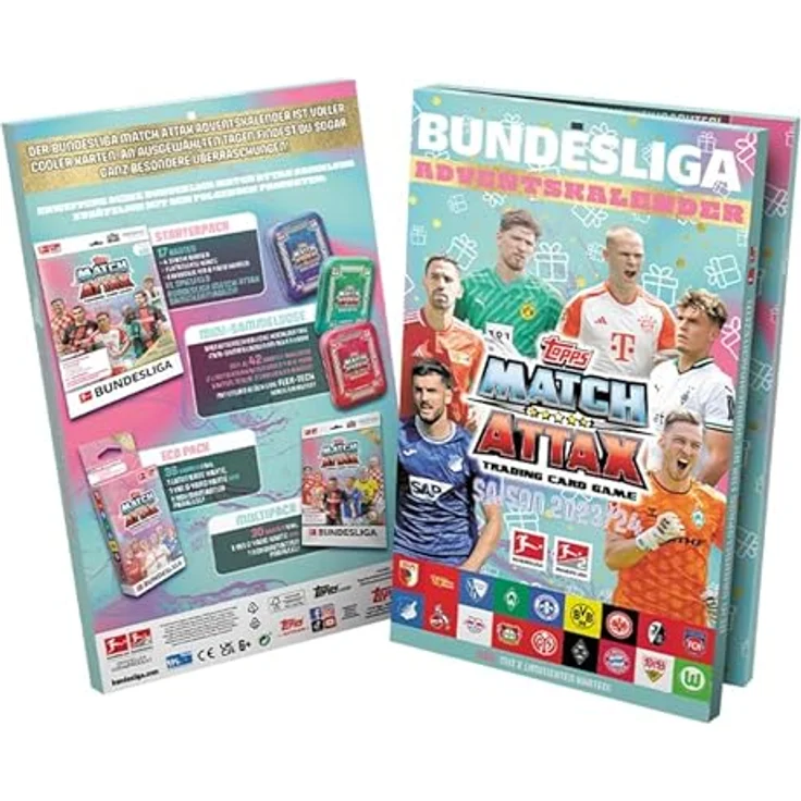 Topps Bundesliga Match Attax 23/24 - Adventskalender - 116 Match Attax Karten, darunter 9 exklusive Karten - 3 Guardians, 3 Magicians und 3 Finishers - und 2 Limited Edition Karten! – Bild 1