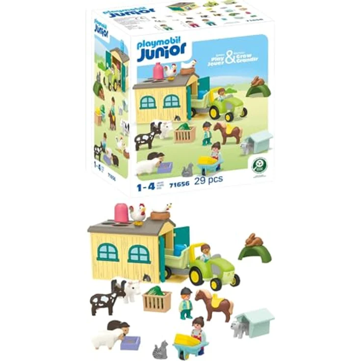 Playmobil® Konstruktions-Spielset Bauernhof-Abenteuer mit Traktor, Anhänger u. tier. Freunden (71656), (29 St), JUNIOR, Made in Europe – Bild 2