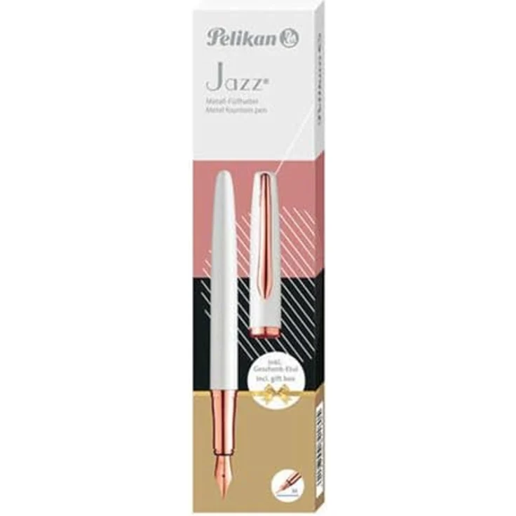 Pelikan Füllfederhalter Jazz Noble Elegance P36, Metallfüller in Perlmutt mit polierter Edelstahlfeder und Patronenfüllsystem – Bild 7