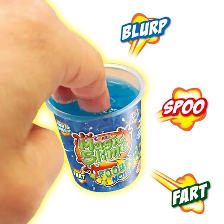 CRAze Magic Slime POOUPSIE Noise, Dickflüssiger Pups Schleim für Kinder, 100 g mit Furzgeräuschen, Rückstandsfrei in 3 zufälligen Farben, 5.5 x 5.5 x 7.8 cm – Bild 3