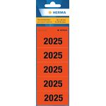 HERMA 1685 Jahreszahlen Aufkleber 2025 für Ordner, 100 Stück, 60 x 26 mm, selbstklebend, blickdichte Textetiketten, matt, Papier, rot