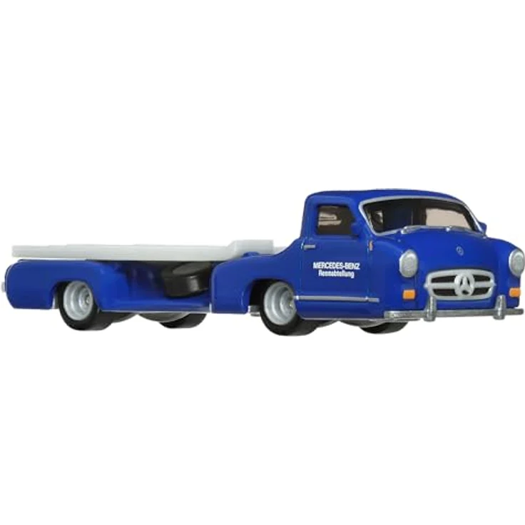 Hot Wheels Mercedes-Benz 300 SL und '55 Blaues Wunder Team Transport Set, Modellfahrzeuge mit detaillierter Metall- und Kunststoffkonstruktion, silberne und blaue Lackierung, ideal zur Präsentation in Blisterverpackung – Bild 2