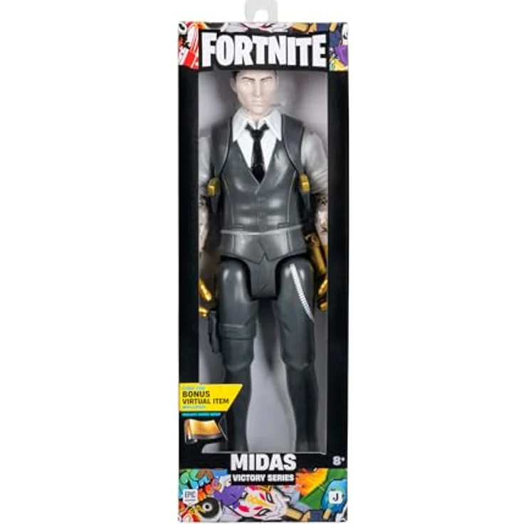 Fortnite FNT1609 Victory Midas, 30 cm Actionfigur mit 7 Gelenkpunkten und Bonus-Code für virtuellen Artikel