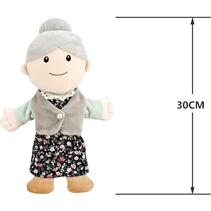 LOMTRATS Familien-Handpuppen Set, inklusive Opa, Oma, Vater, Mutter, Tochter, Sohn, 30 cm Plüsch, perfekt zum Geschichtenerzählen und Unterrichten – Bild 2