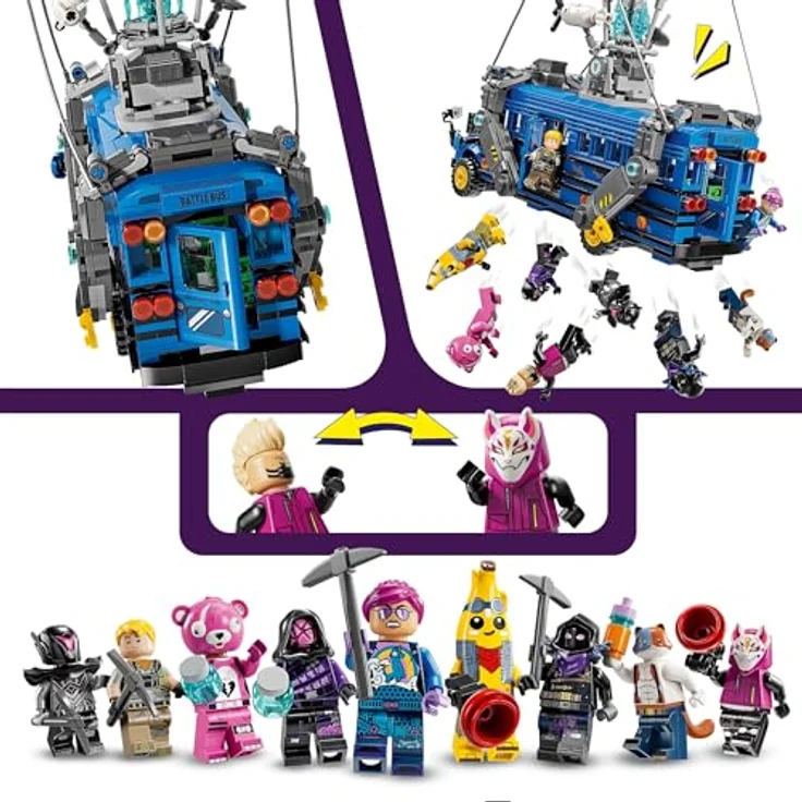 LEGO Fortnite Schlachtenbus, Spielzeug zum Videospiel mit 9 Minifiguren, interaktives Bau- und Spielerlebnis, Geschenk für Gaming Fans ab 10 Jahren 77073 – Bild 4