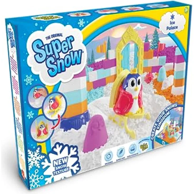 Goliath Toys Super Sand– Schneespass – Eispalast-Spielset mit 500 g weißen, 100 g blauen, 50 g orangefarbenen und 50 g lila Schneesand