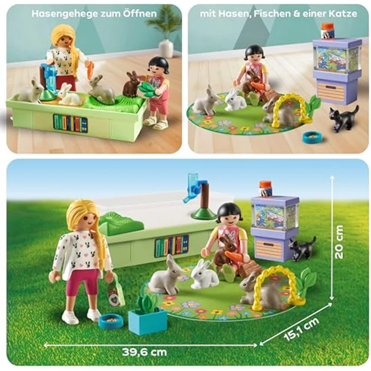 PLAYMOBIL 71753 - Familie mit Hasen - Playmobil my Life, Spielset mit Garten, Tiergehege und Nachbarn – Bild 4