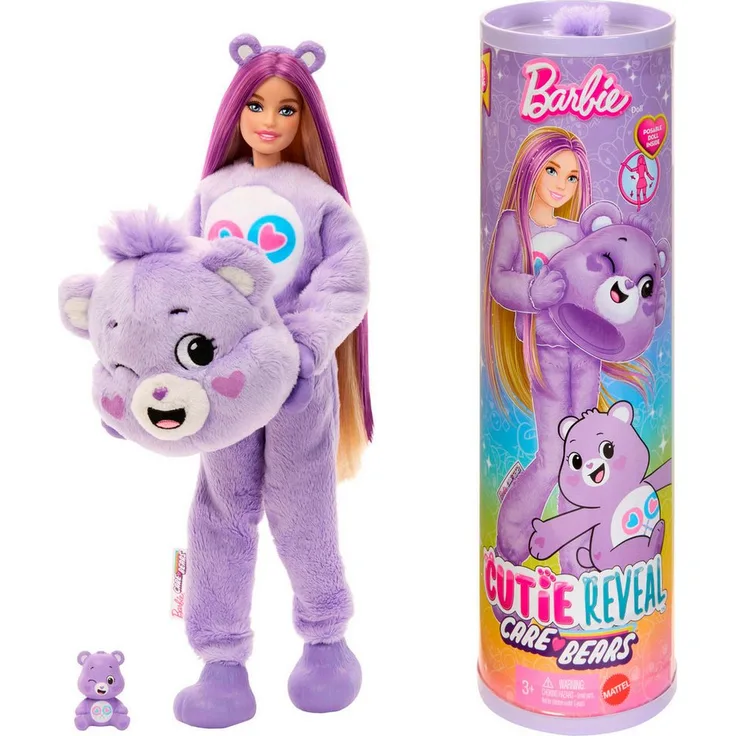 Barbie Anziehpuppe Cutie Reveal, Glücksbärchis Teile-gern-Bärchi, inklusive Accessoires, bewegliche Puppe mit 10 Überraschungen