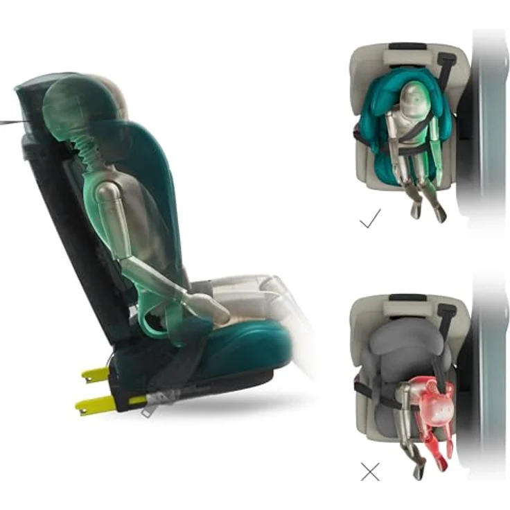 KinderKraft Unity 2 I-Size, Kindersitz mit ISOFIX, 5-fach verstellbarer Rückenlehne, erweiterter Seitenaufprallschutz, Air FLOW Belüftungssystem, faltbares Design, GRÜN – Bild 8