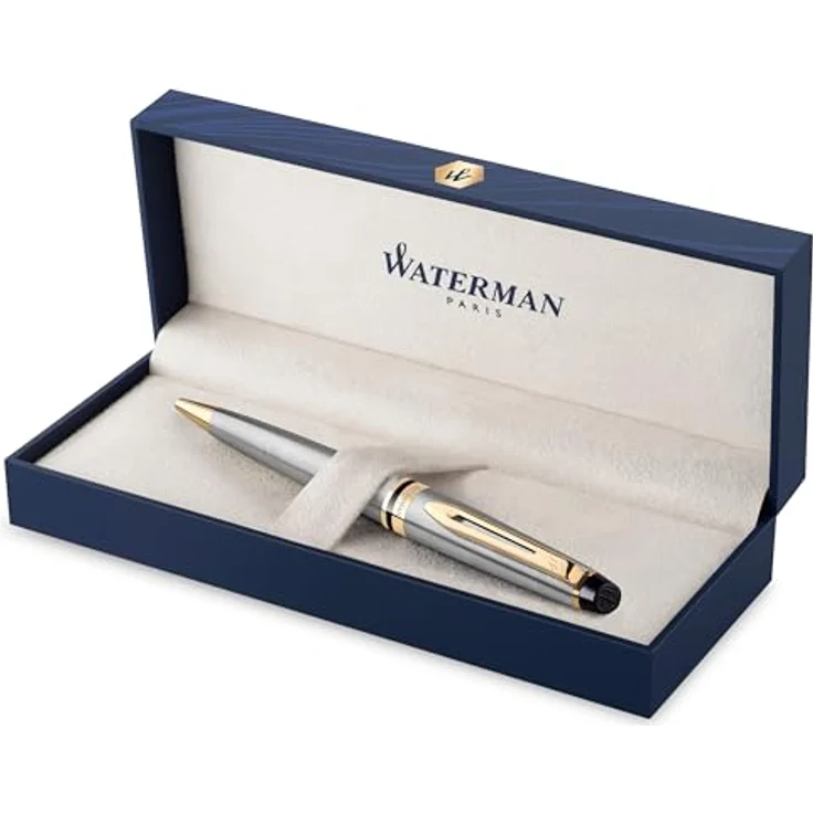 Waterman Expert, Schreibstift mit Edelstahlfeder und gold-plattierten Zierteilen, schwarz – Bild 1