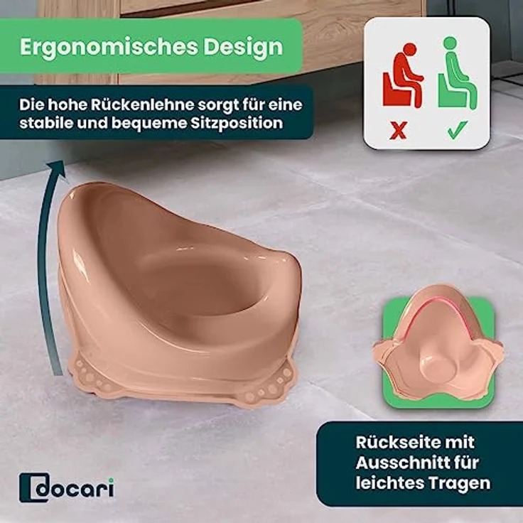 DOCARI Kinder Töpfchen Set 3 in 1, rosa Elefant – Töpfchenset für Jungen und Mädchen, stabil, rutschfest, hygienisch, ideal fürs Töpfchentraining mit Lerntöpfchen, Toilettenaufsatz und Hocker – Bild 3