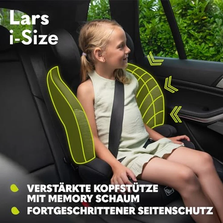 lionelo Autokindersitz LARS I-SIZE, i-Size / 12-36kg / 100-150 cm / Memory Foam, grau – Bild 6