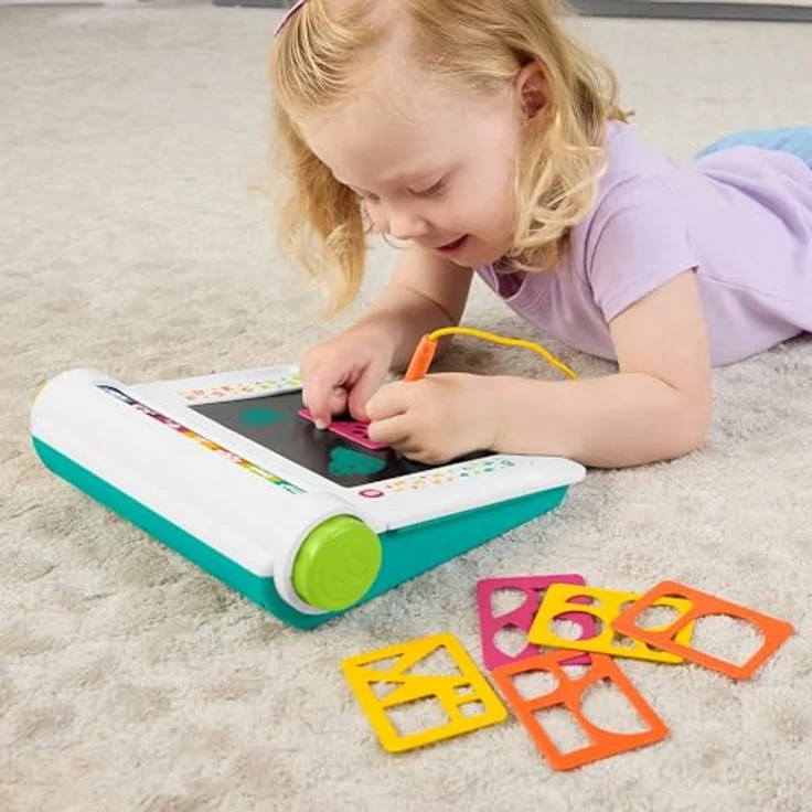 Fisher-Price® Doodle Pro Lernstation, abwischbares Zeichenbrett mit Stylus-Stift und 6 Schablonen, ideal für kreative Kinder – Bild 2