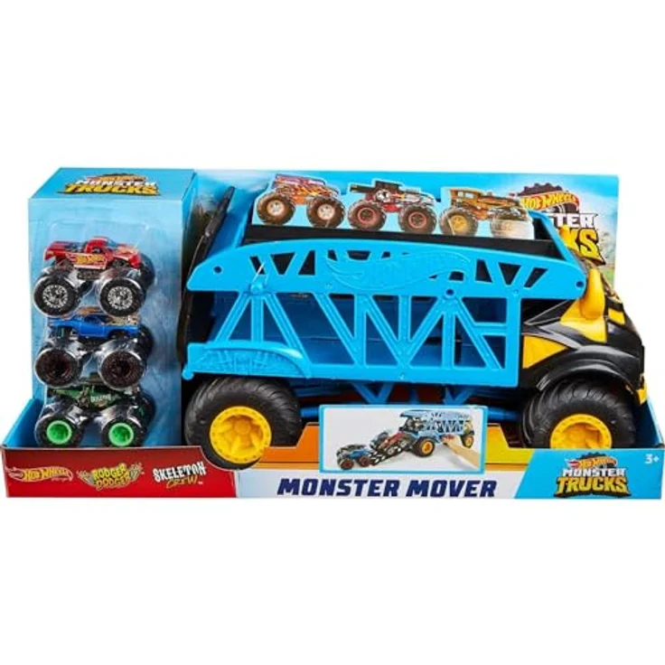 Hot Wheels Transportwagen Monster Trucks mit 3 Autos, Mehrfarbig (Mattel GGB64) – Bild 5