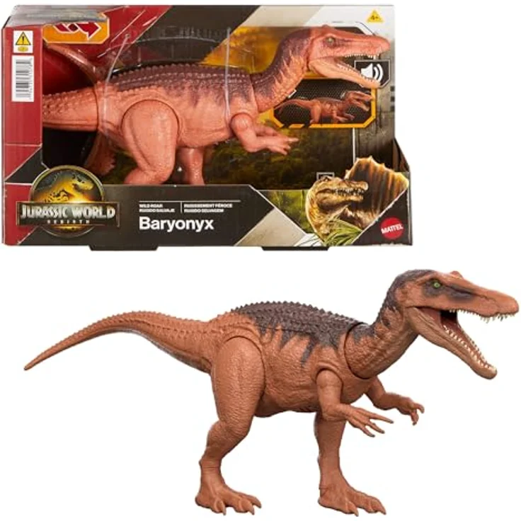 Mattel® Jurassic World, Rebirth Wild Roar Baryonyx, Actionfigur mit beweglichem Schwanz und Geräuschfunktion, ca. 33 cm lang – Bild 1