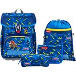 Step by Step Schulranzen-Set Cloud schleich® Dinosaurs Triceratops, 5-teilig, ergonomischer Tornister mit Reflektoren, höhenverstellbar, blau-gelb, 19L