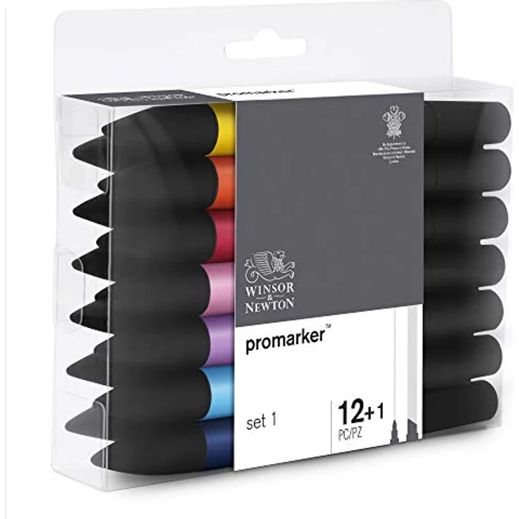 Winsor & Newton 0290137 ProMarker, Professioneller Layoutmarker - 2 Spitzen, fein und breit für Zeichnungen, Design und Layouts - 13 Farben Set 1 – Bild 3