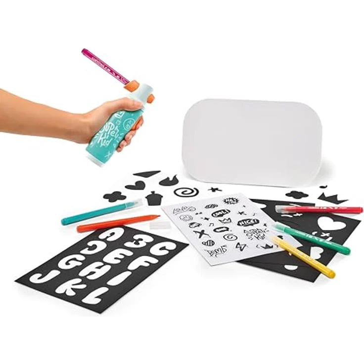 Maped CREATIV AIRBRUSH MAKER 907080, Graffiti Set für Kinder ab 5 Jahren mit wiederaufladbarem Airbrush, 12 Filzstiften JUNGLE, 5 Schablonen, Stickern & A5 Papier – Bild 5
