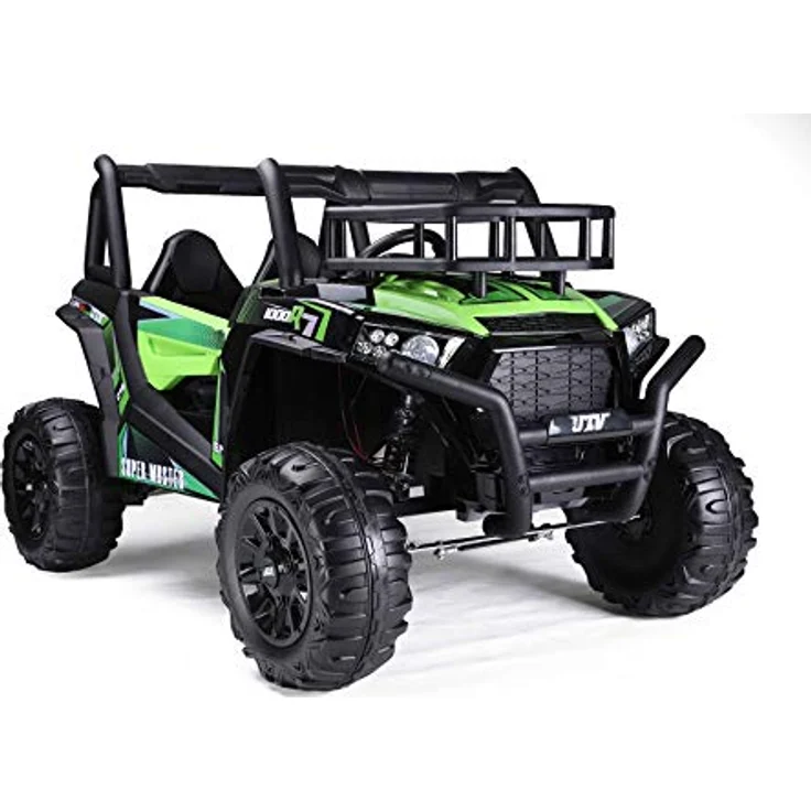 RIRICAR Kinder elektroauto 24V UTV, grün, Elektro Buggy 2 sitzer mit 2,4 GHz Fernbedienung, 2 x 200 W Motor, Eva-Räder, USB, SD-Karte, ab 3-8 Jahre – Bild 1