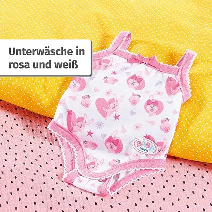 BABY born, Puppenbody, Body 43cm, Unterwäsche Set in weiß und rosa für 43 cm große Puppen mit Kleiderbügel, 834237, Zapf Creation, Nocolor, 43 – Bild 3