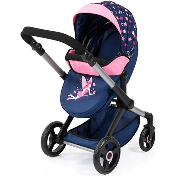 Bayer Design Kombi-Puppenwagen Xeo Sterne dunkelblau rosa – Bild 4
