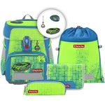 Step by Step Schulranzen-Set Space NEON Race Car Chuck, 5-teilig, grün, ergonomischer Tornister mit Reflektoren, höhenverstellbar mit Hüftgurt, 20l