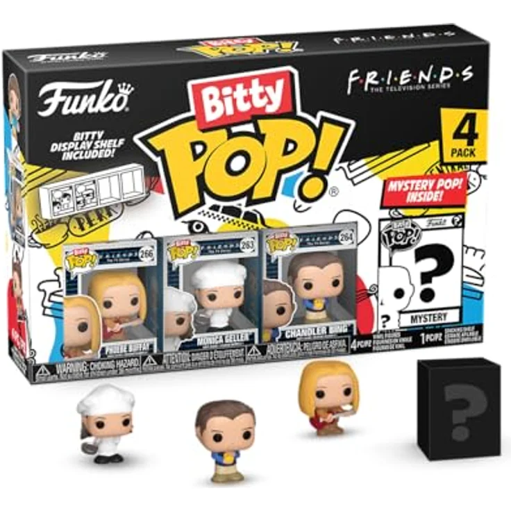 Funko Bitty Pop! Friends - Phoebe 4PK mit Phoebe Buffay™, Monica Geller™, Chandler Bing™ und einer Überraschungs-Mini-Figur, 0.9 Inch (2.2 cm) Sammlerstück mit stapelbarem Display-Regal – Bild 1