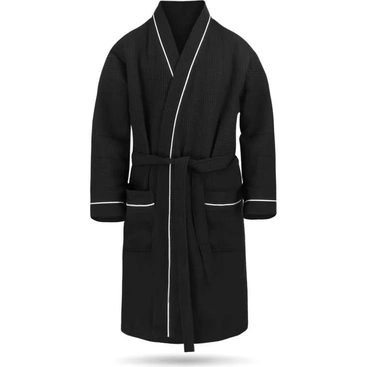 Normani Bademantel Herren Morgenmantel Waffel-Piqué Bali, 100% Baumwolle, Größe 3XL, leicht und kompakt